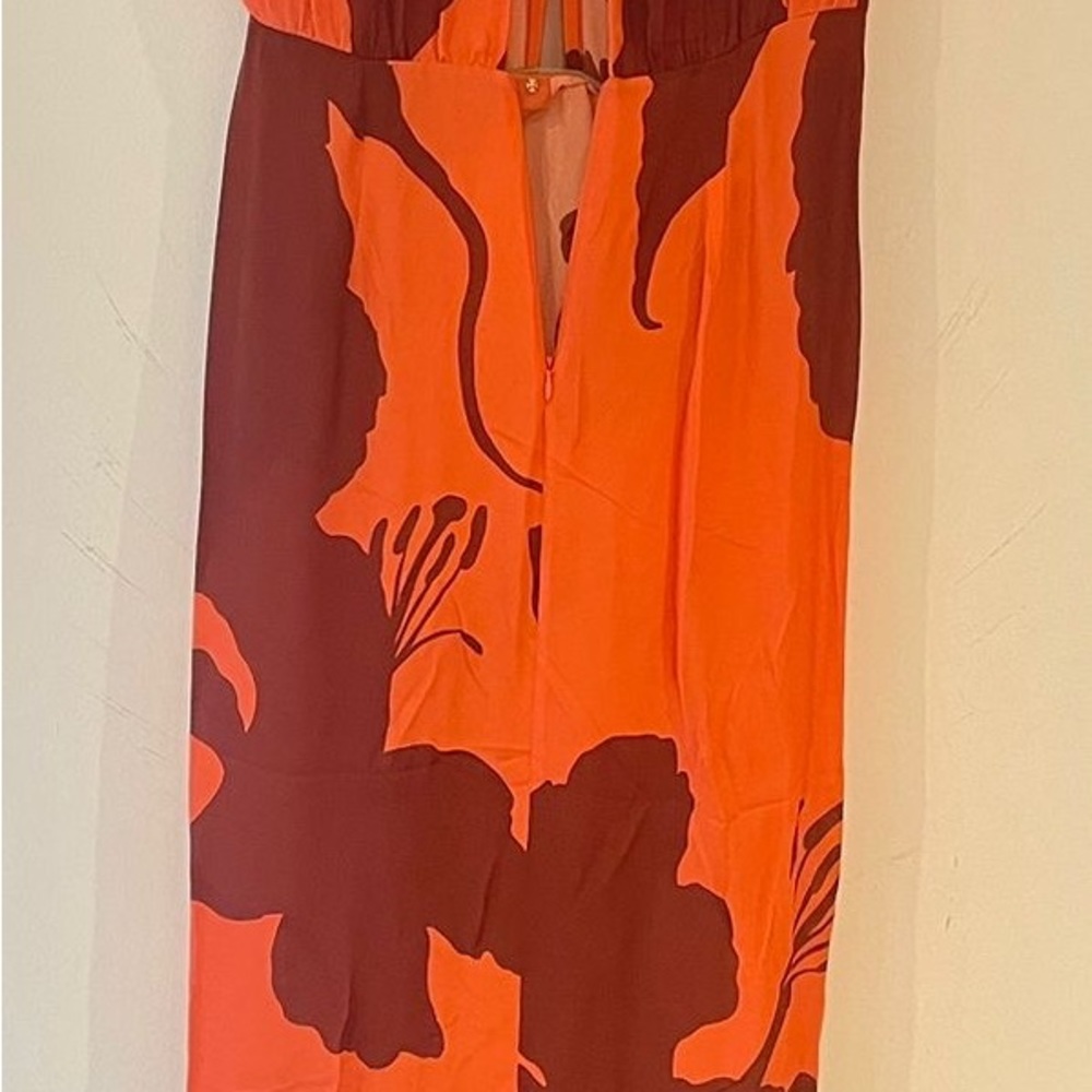 Johanna Ortiz Orange and Brown Abstract Floral Maxi Dress - Picture 8 of 14